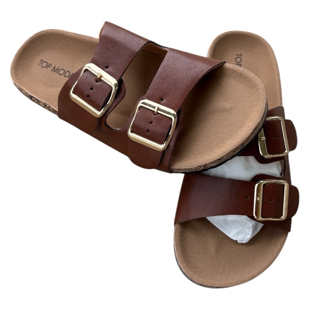 Women’s Size 6 Brown Double Buckle Sandals - Picture 3 of 5